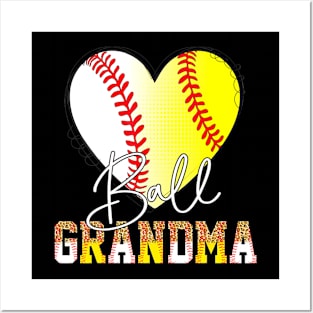 Grandma of Both Baseball Softball Grandkids Ball Mothers Day Posters and Art